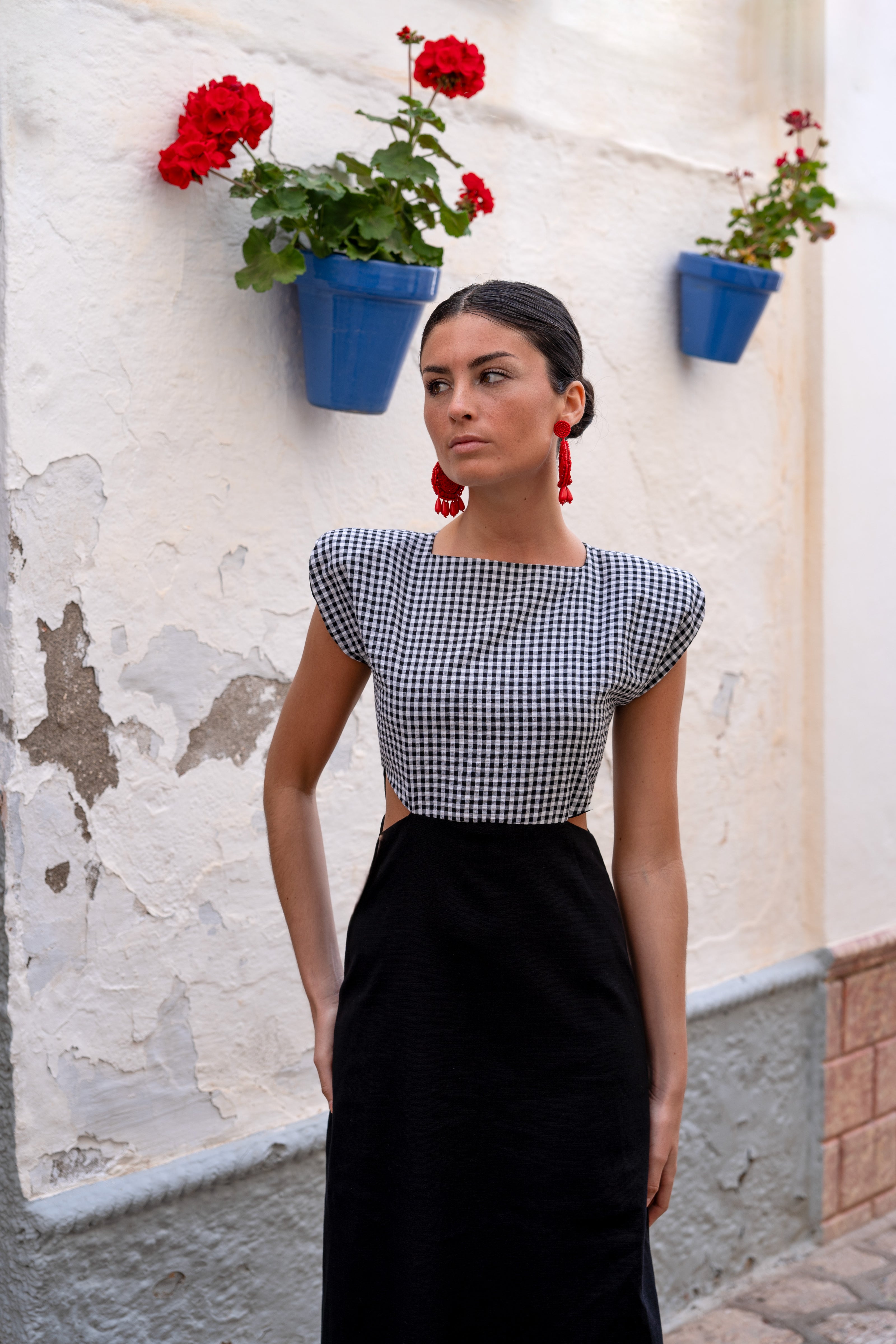 Vestido Cutout Linen Vichy