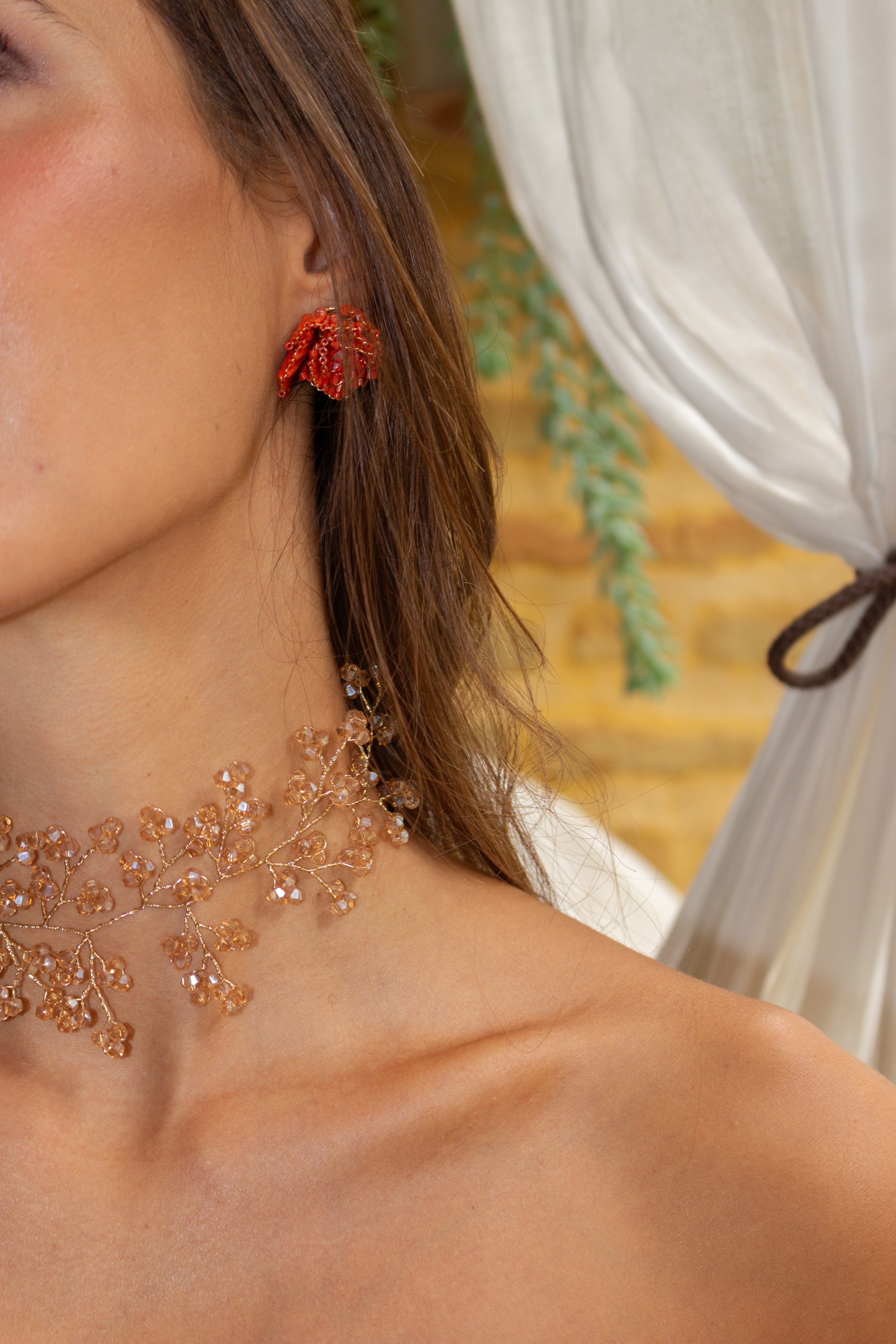 Boucles d'oreilles roses en terre cuite