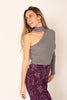 Jersey Asymmetric Halter Negro