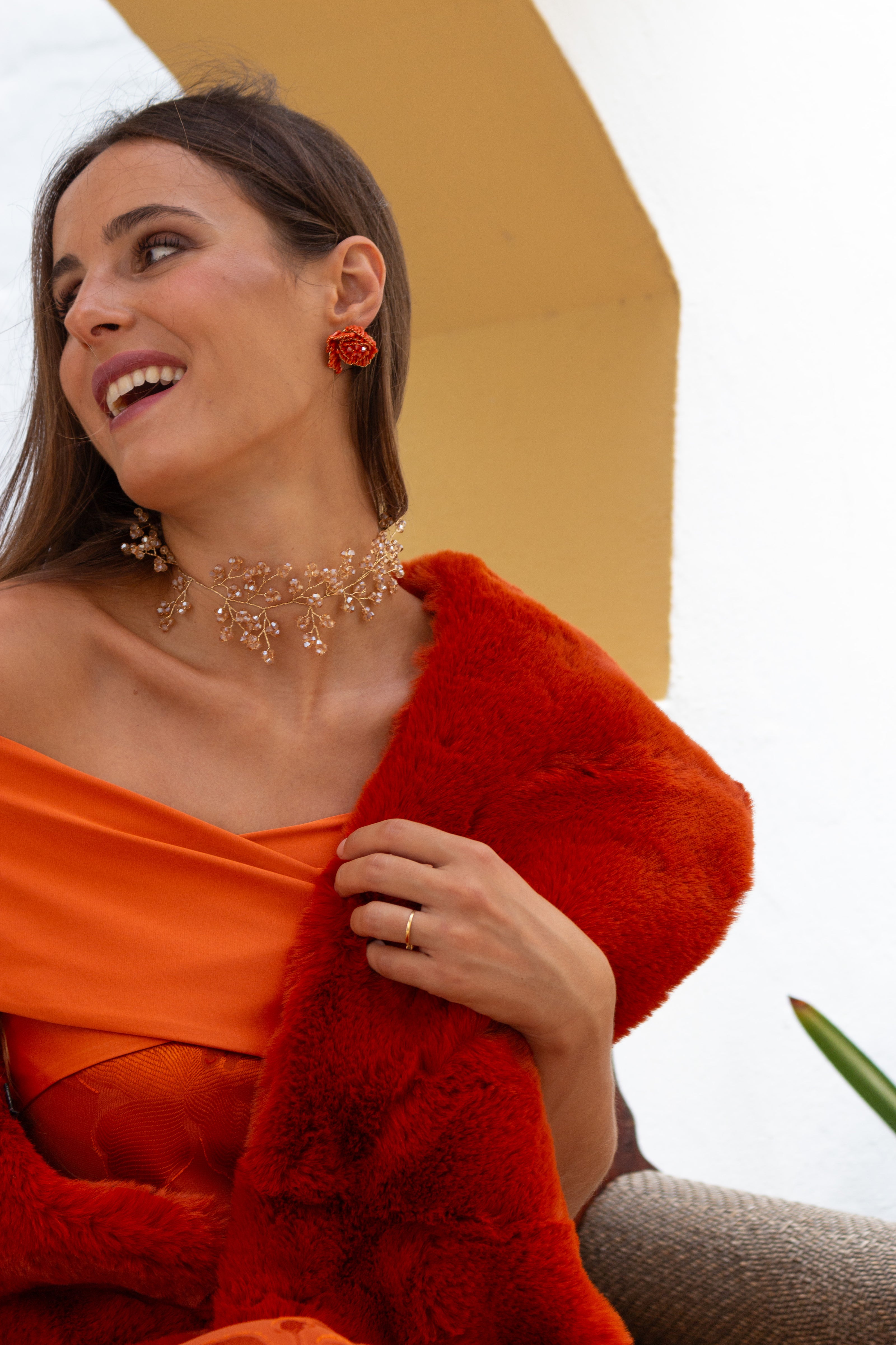 Boucles d'oreilles roses en terre cuite