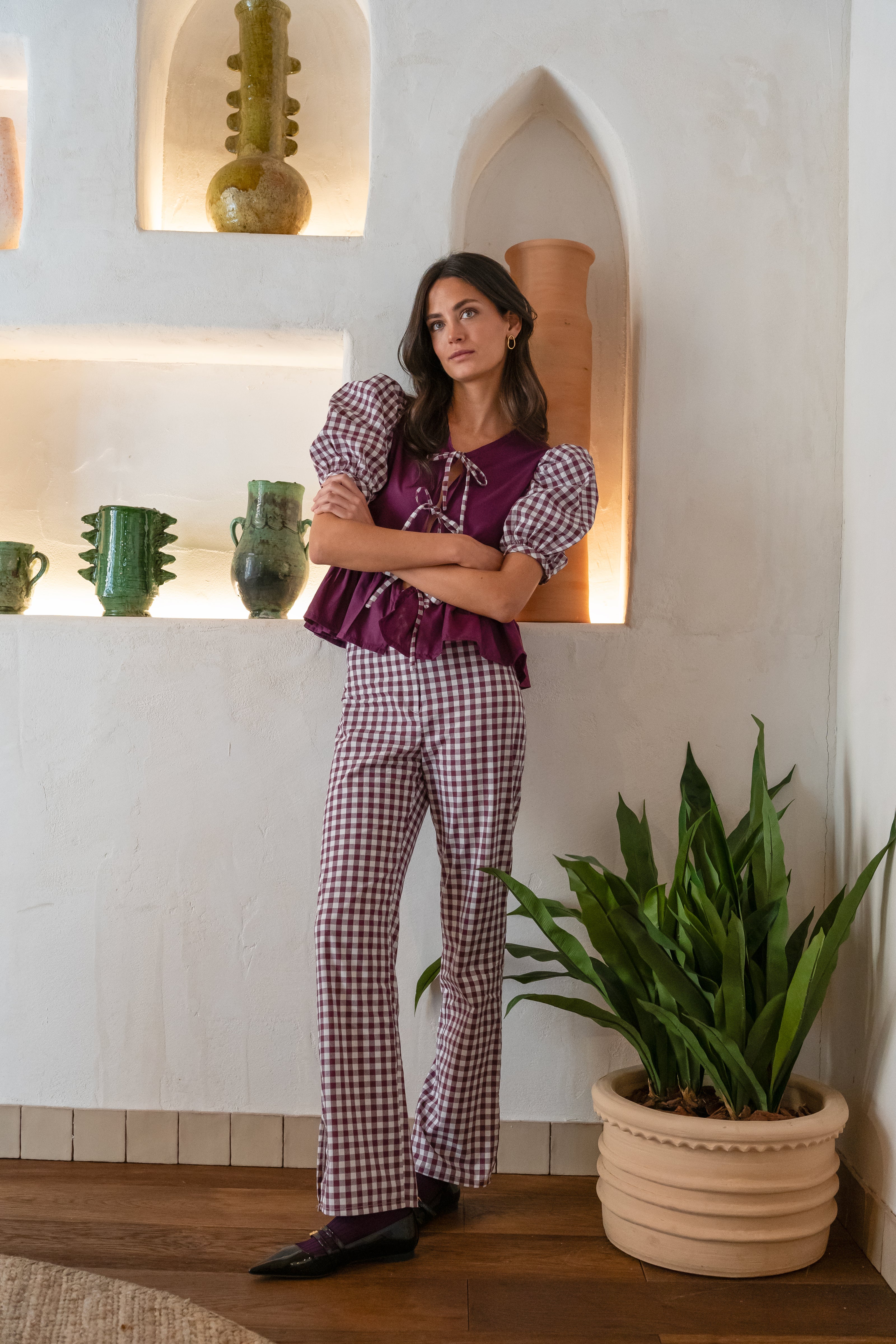 Total look Vichy Aubergine (pants)