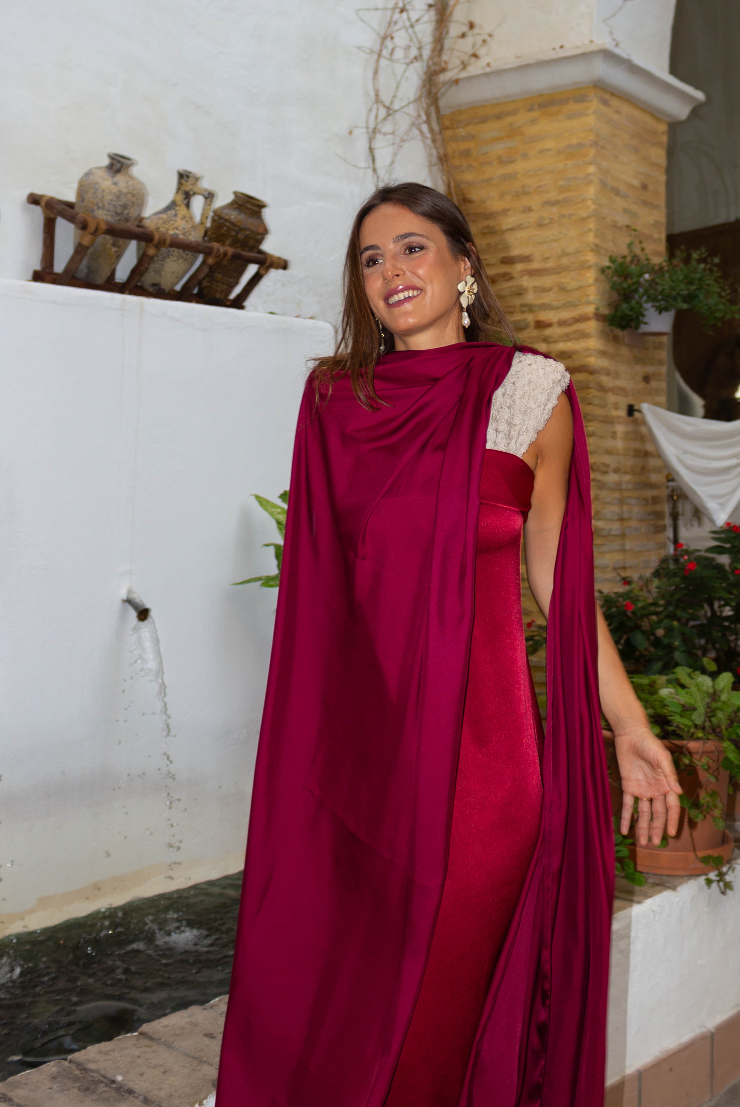 Vestido Abril Burdeos