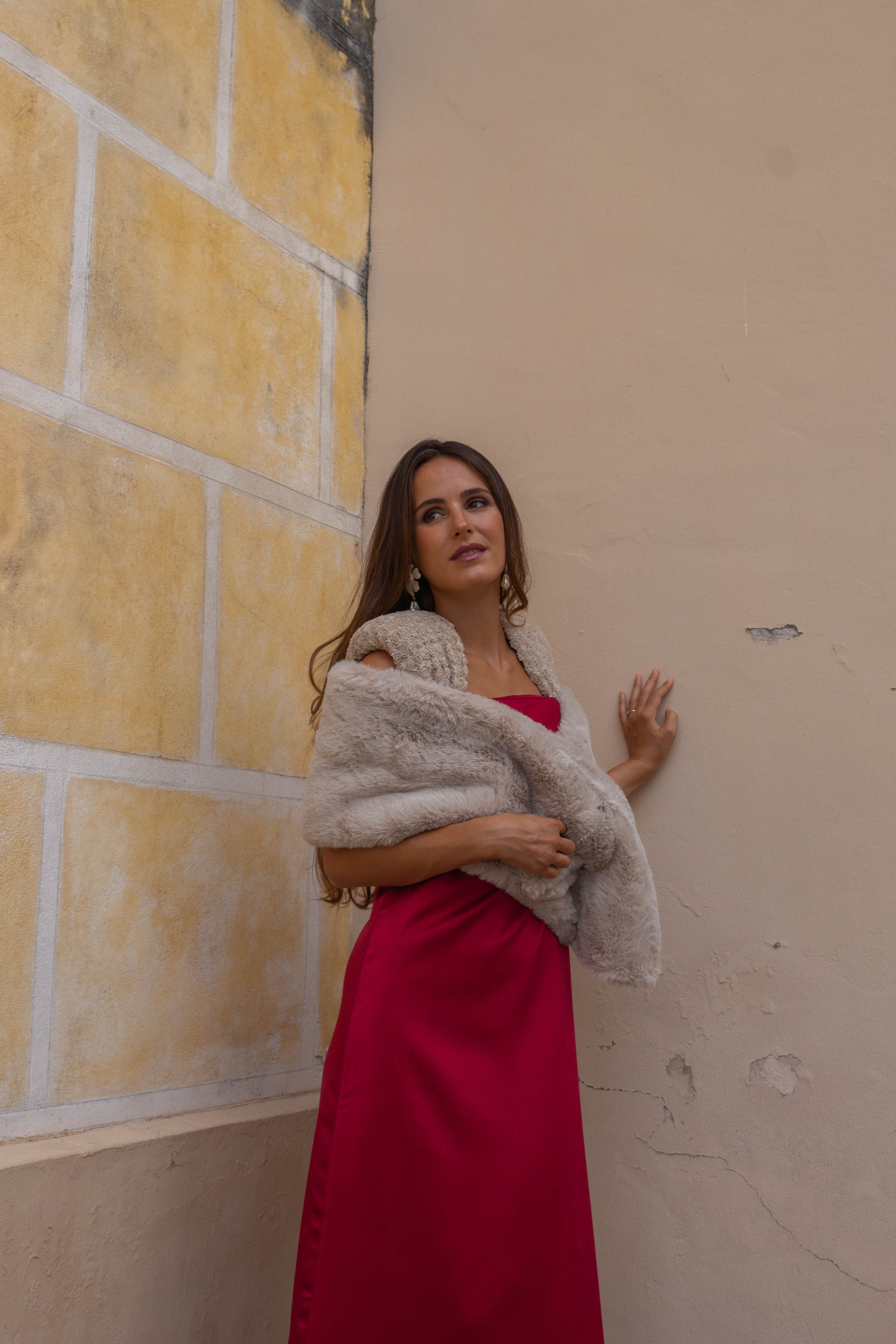 Vestido Abril Burdeos