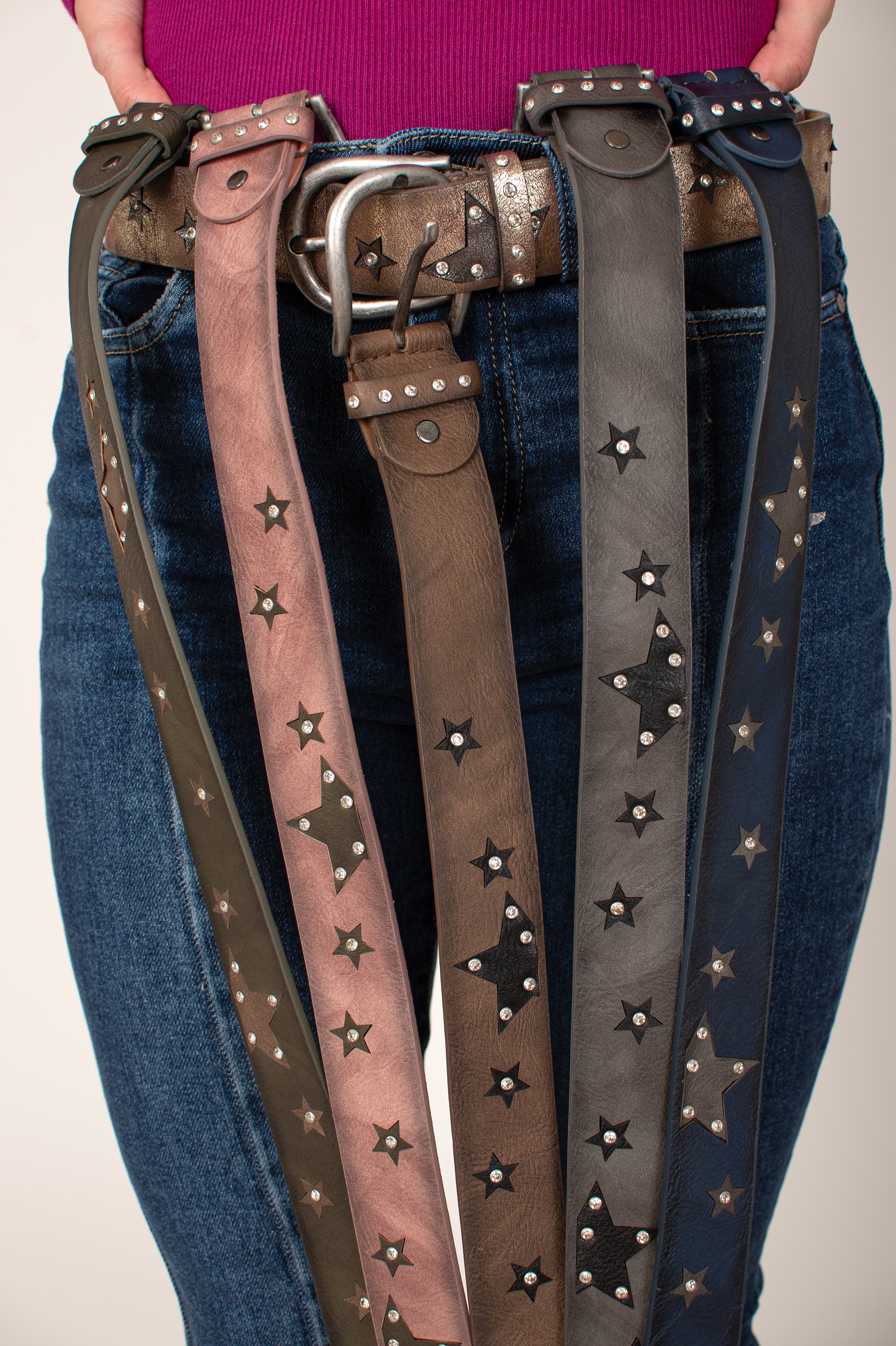 Leather cosmos belt