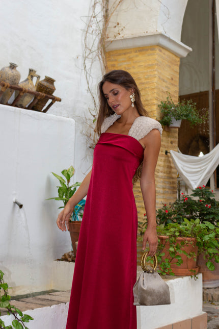 Vestido Abril Burdeos