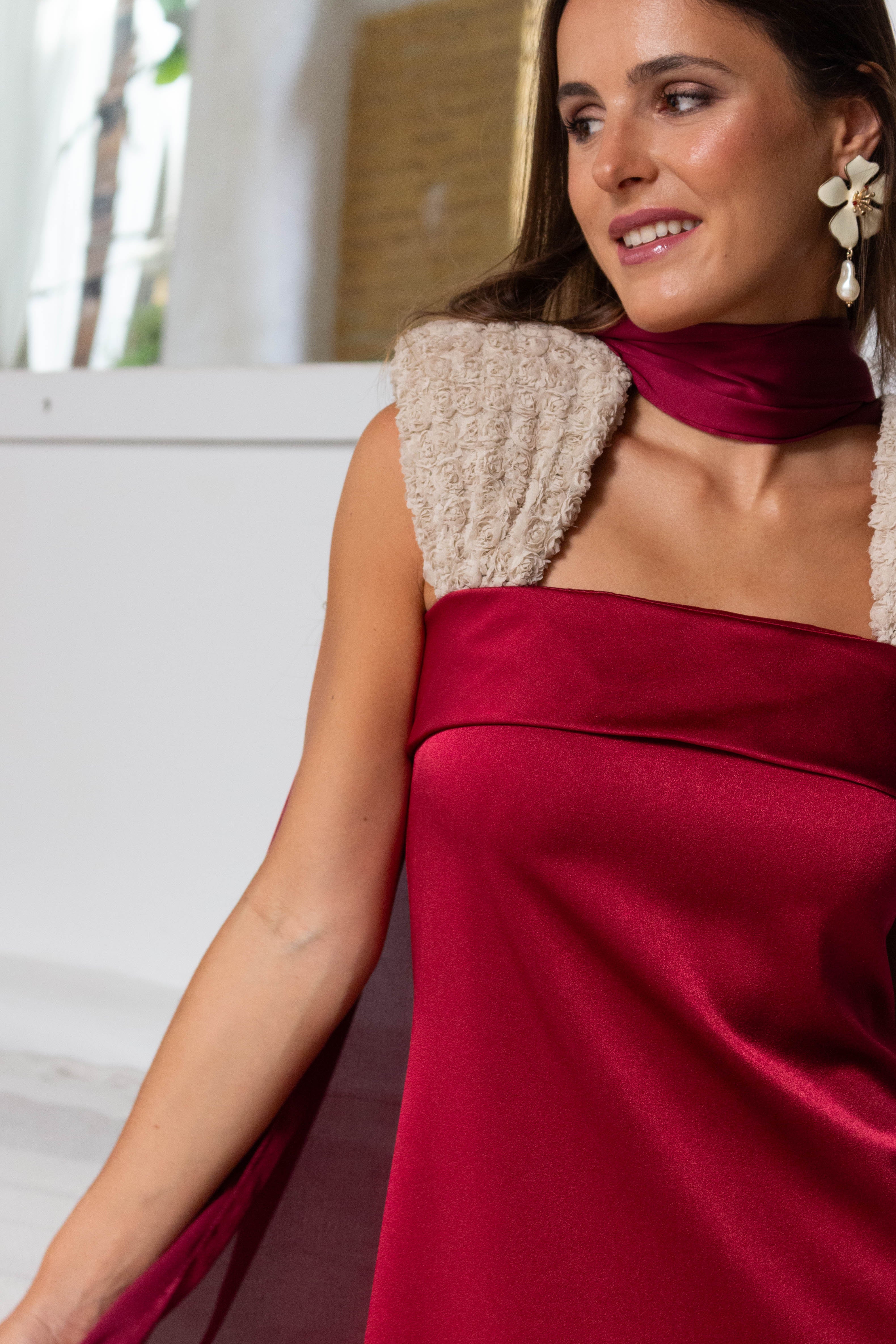 Vestido Abril Burdeos