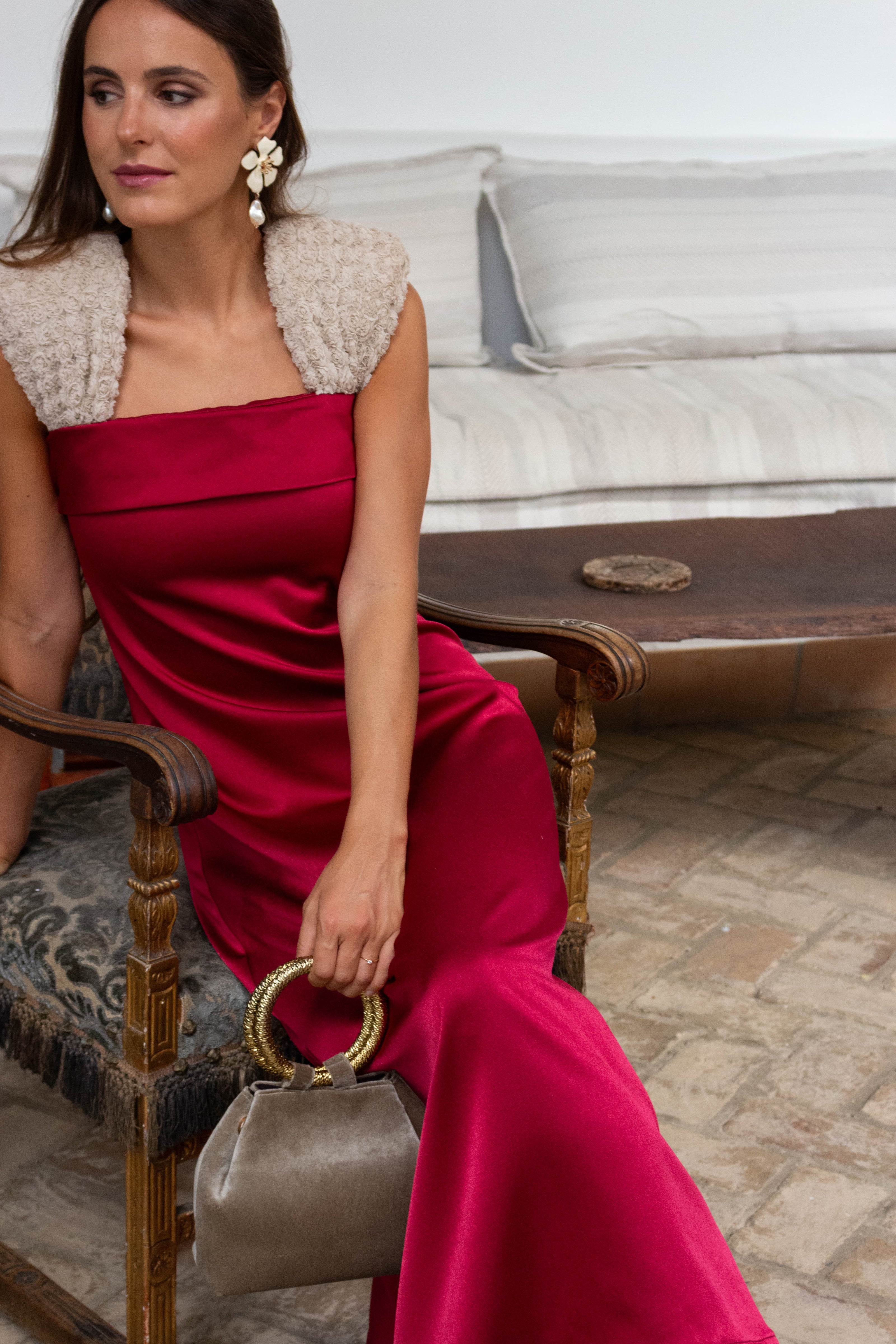 Vestido Abril Burdeos