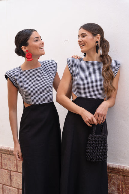 Vestido Cutout Linen Vichy