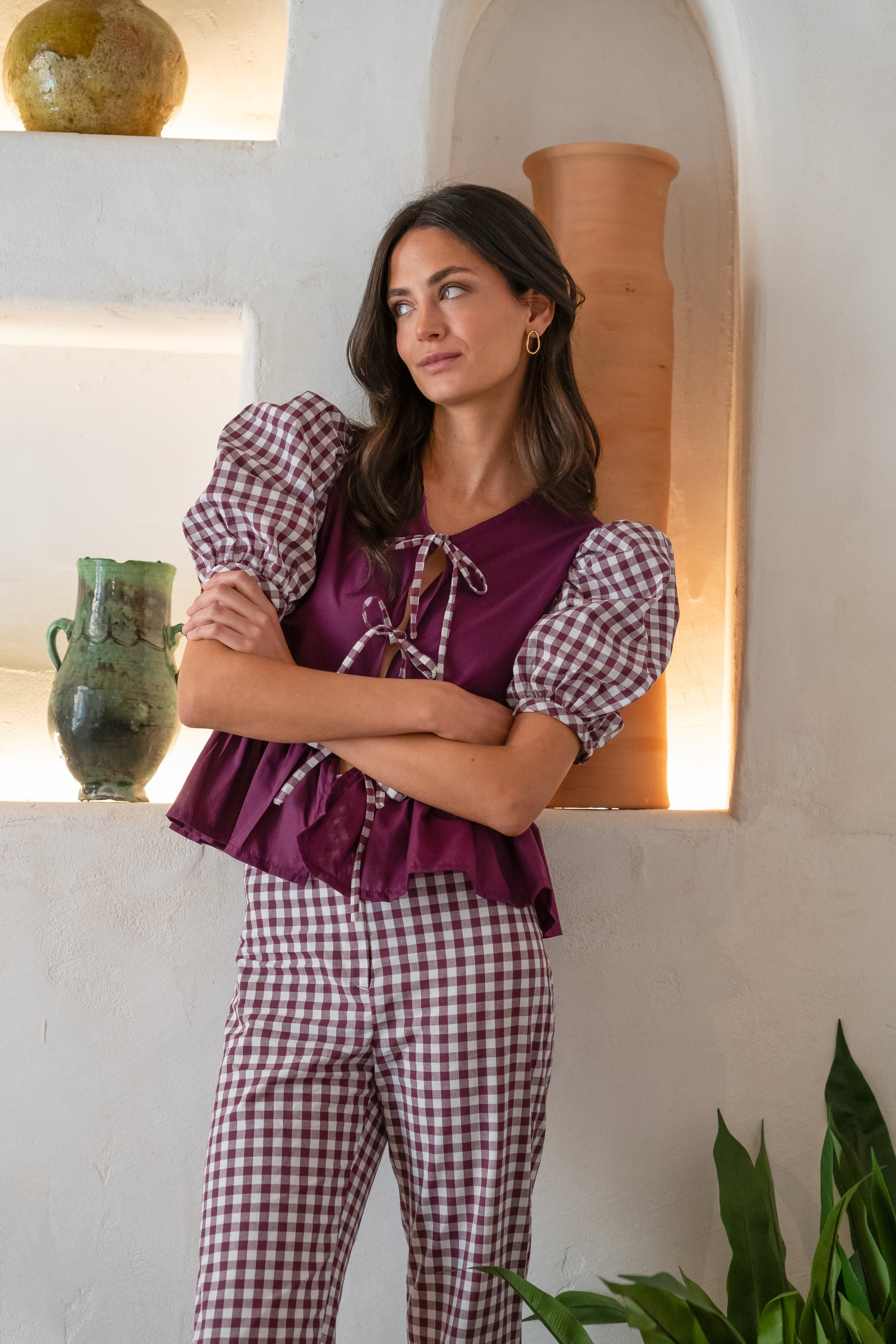 Total look Vichy Aubergine (pants)