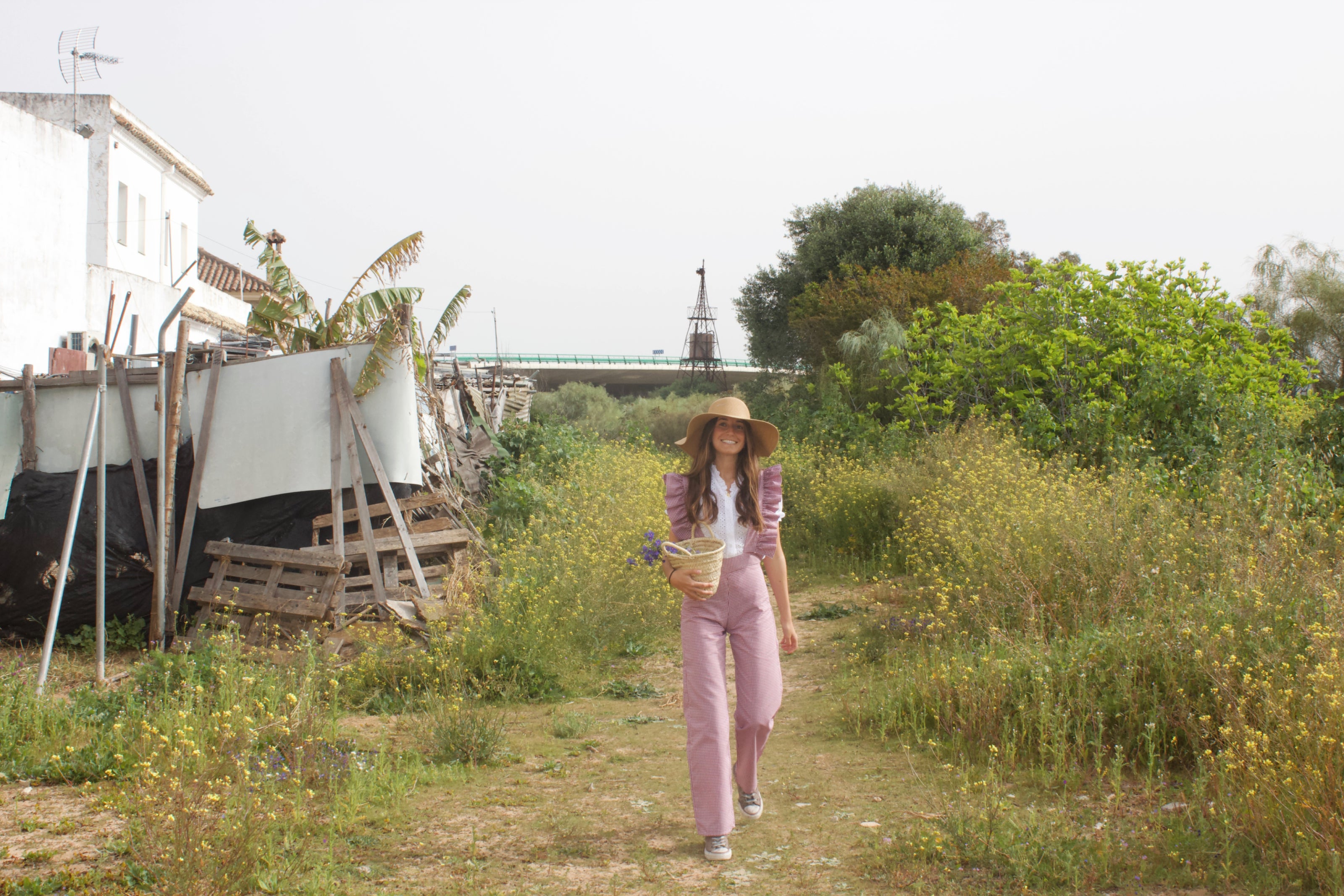 Salopette Vichy Bordeaux