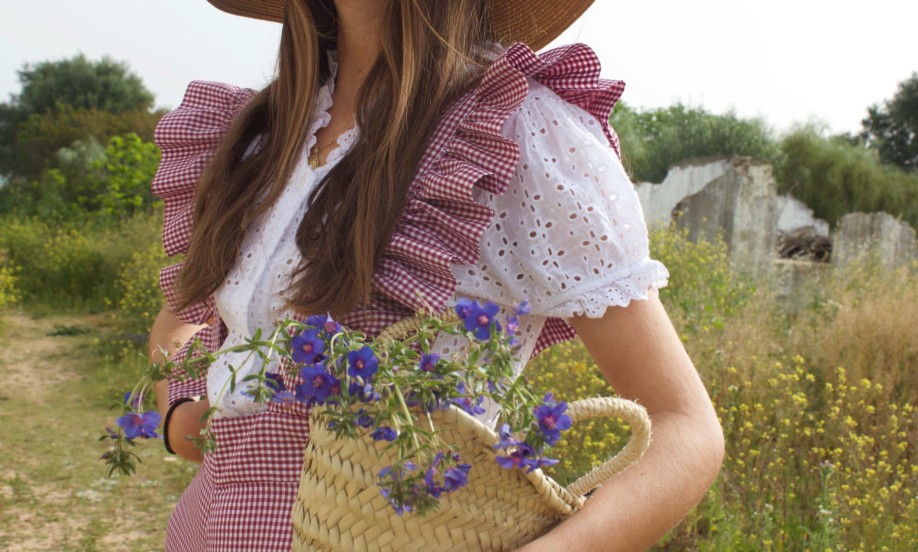 Salopette Vichy Bordeaux