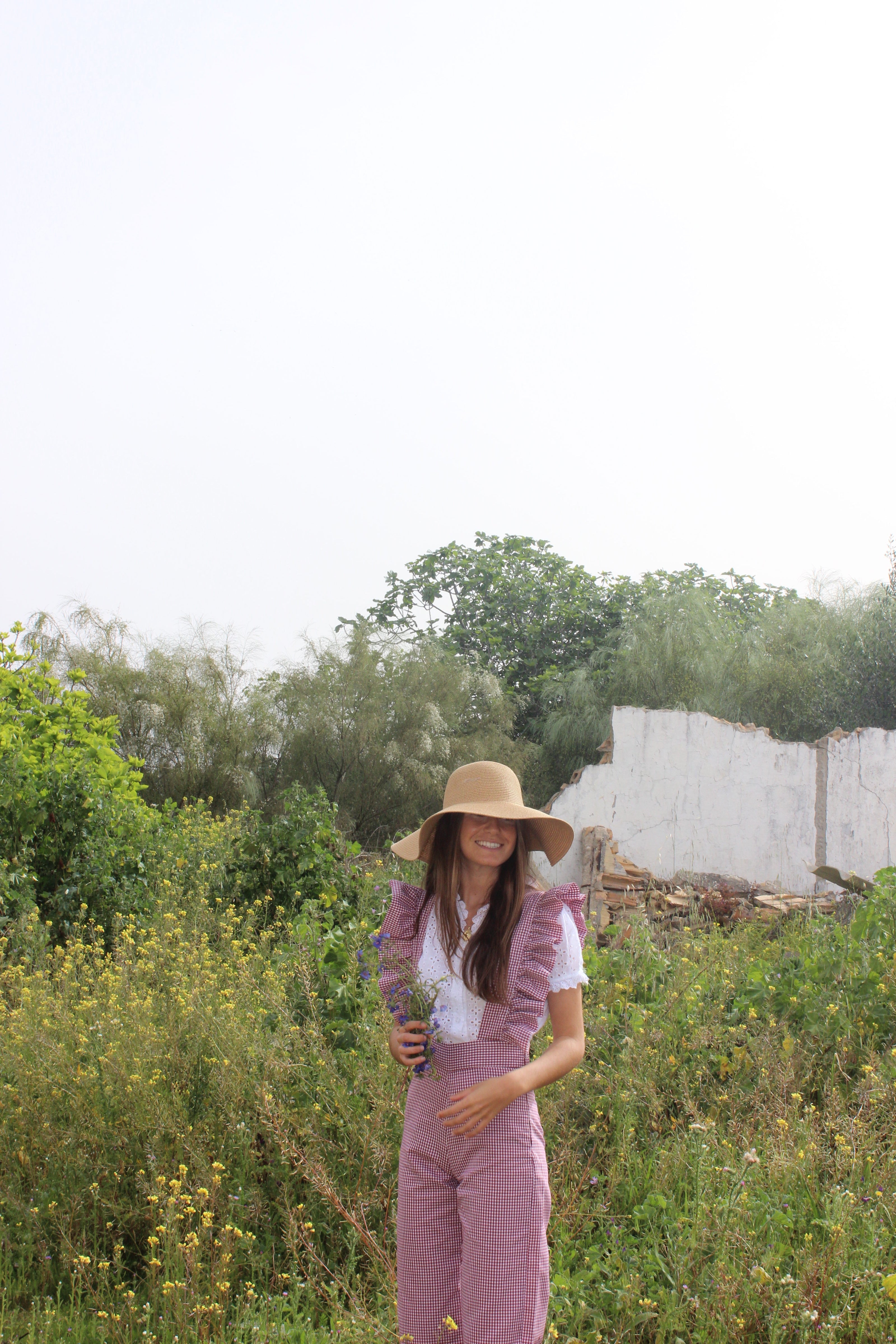 Salopette Vichy Bordeaux