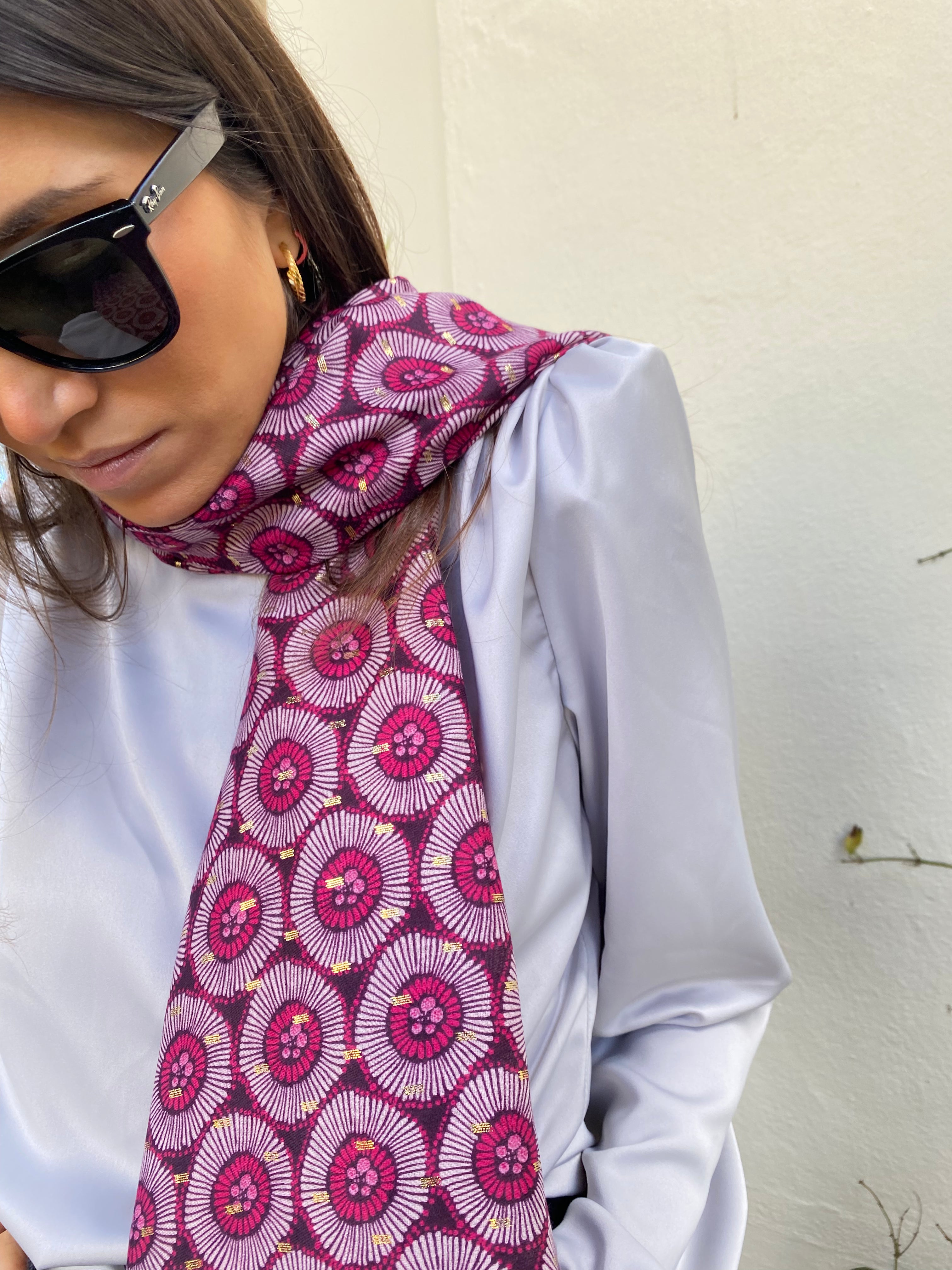 Foulard fleurs pailletées (différentes couleurs)