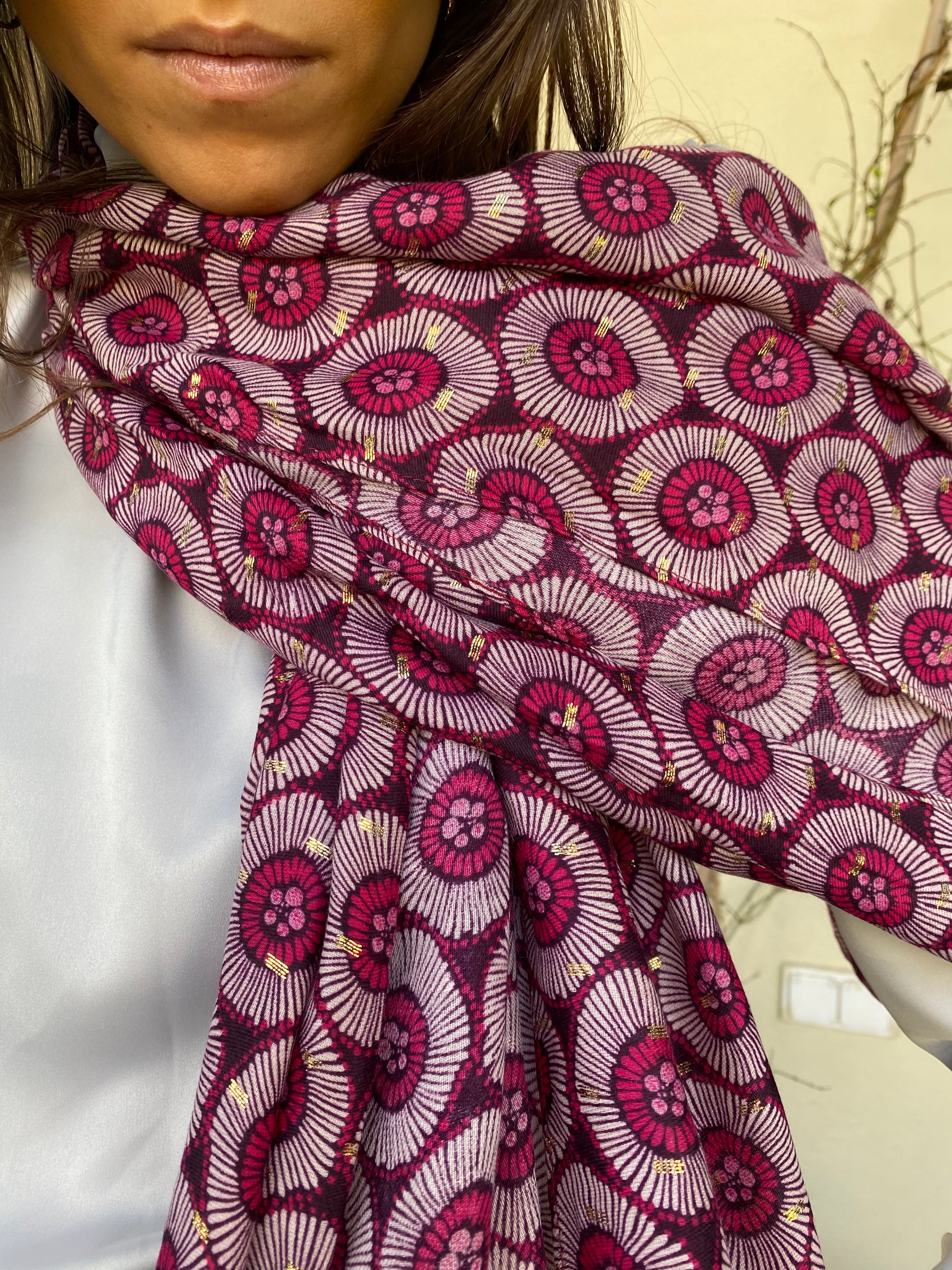 Foulard fleurs pailletées (différentes couleurs)
